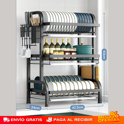 ESTANTE ESCURRIDOR PARA PLATOS DE 3 NIVELES
